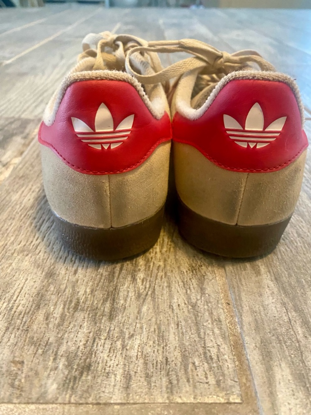 Adidas mens 7 Original Gazelle size beige with red stripes - Picture 4 of 6